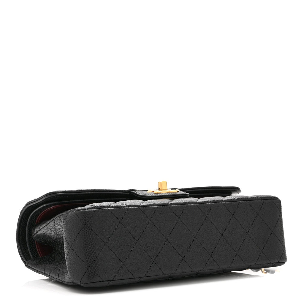 Caviar Quilted Small Double Flap Black
