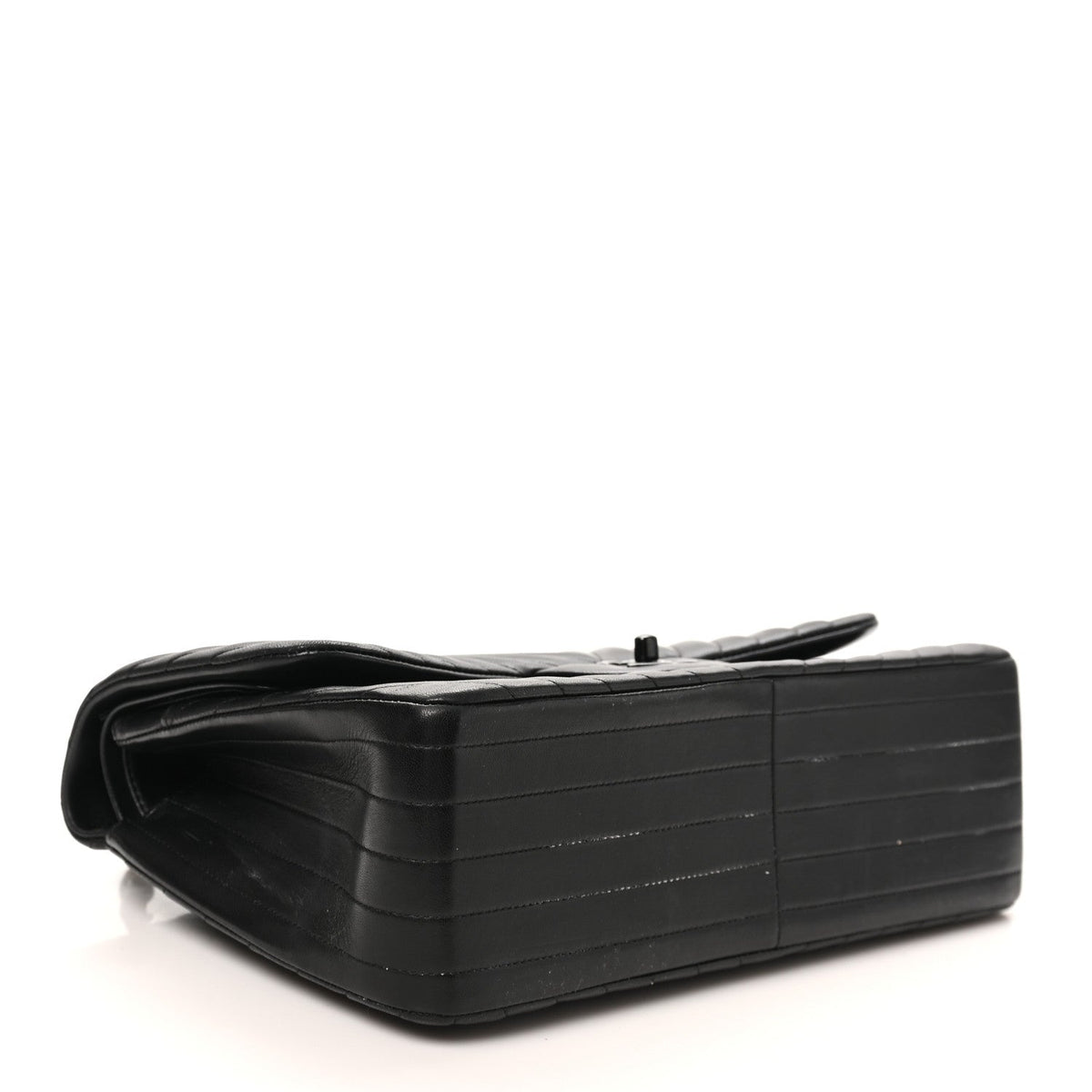 Lambskin Chevron Quilted Jumbo Double Flap So Black