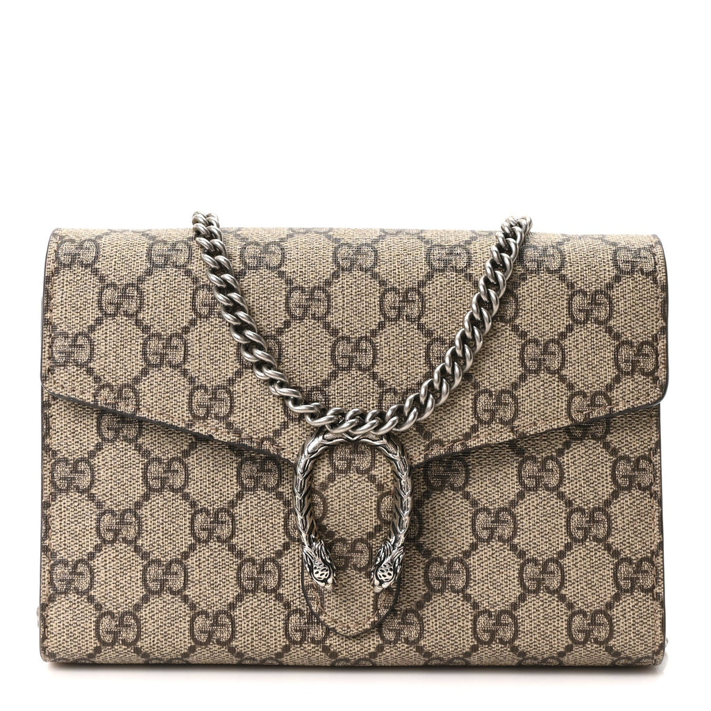 GG Supreme Monogram Mini Dionysus Chain Wallet Beige Taupe
