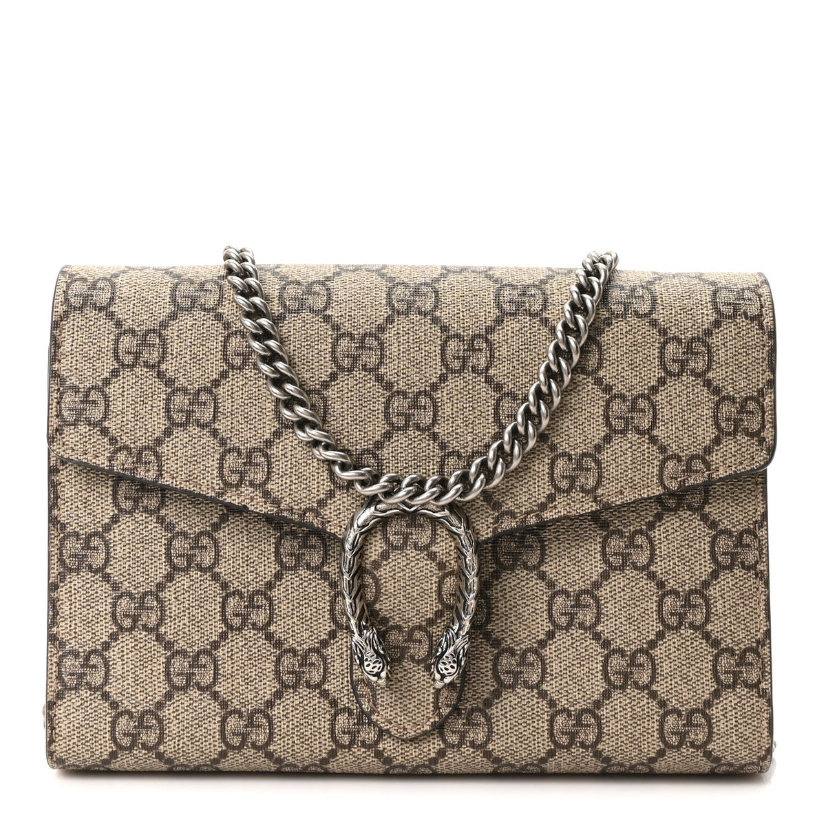 GG Supreme Monogram Mini Dionysus Chain Wallet Beige Taupe