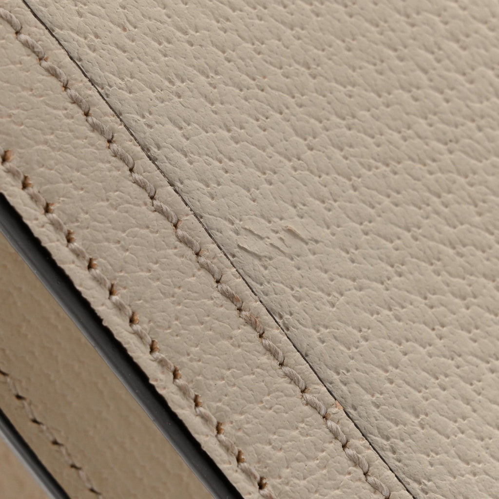 Textured Calfskin Web Small Ophidia Chain Shoulder Bag Mystic White