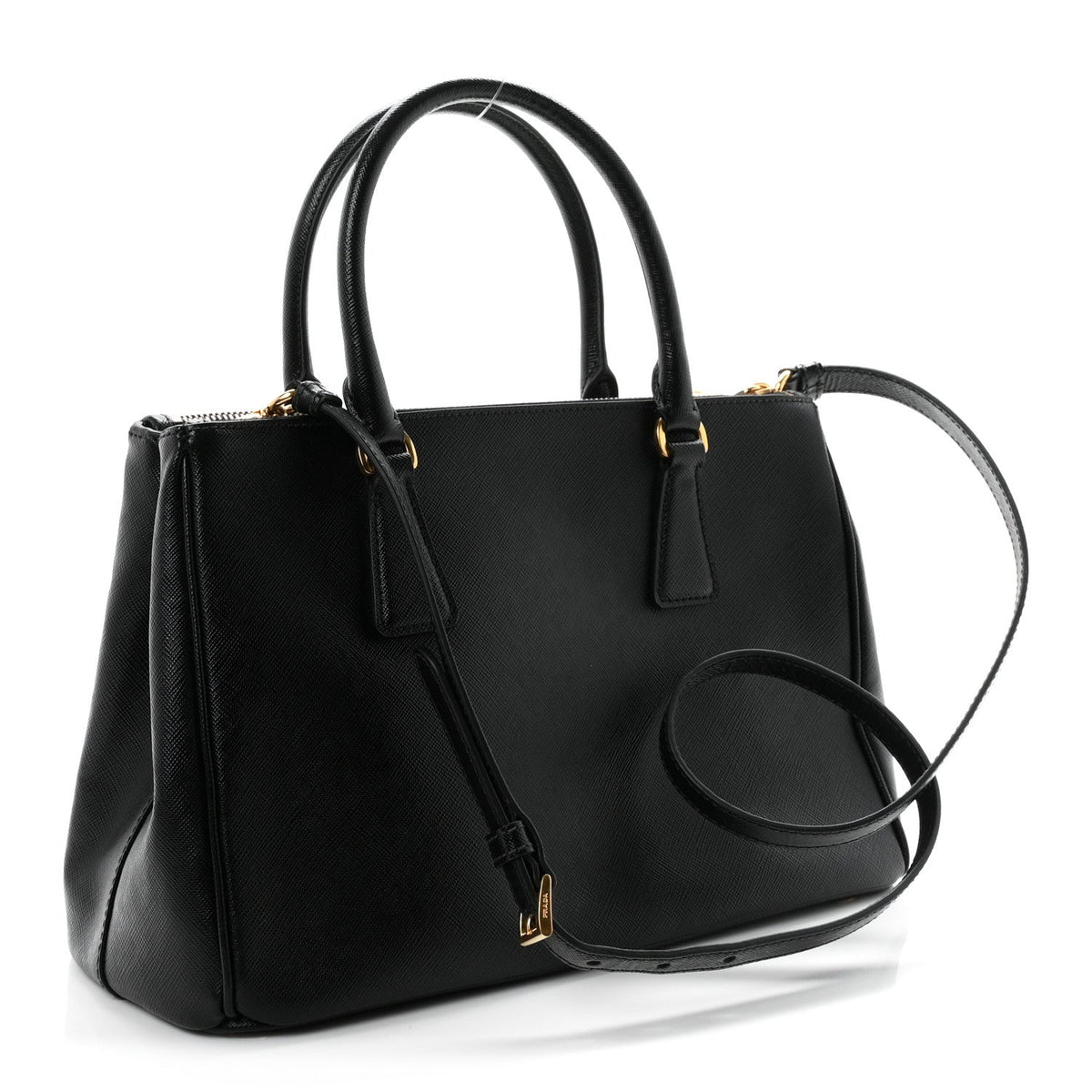 Saffiano Small Galleria Double Zip Tote Black