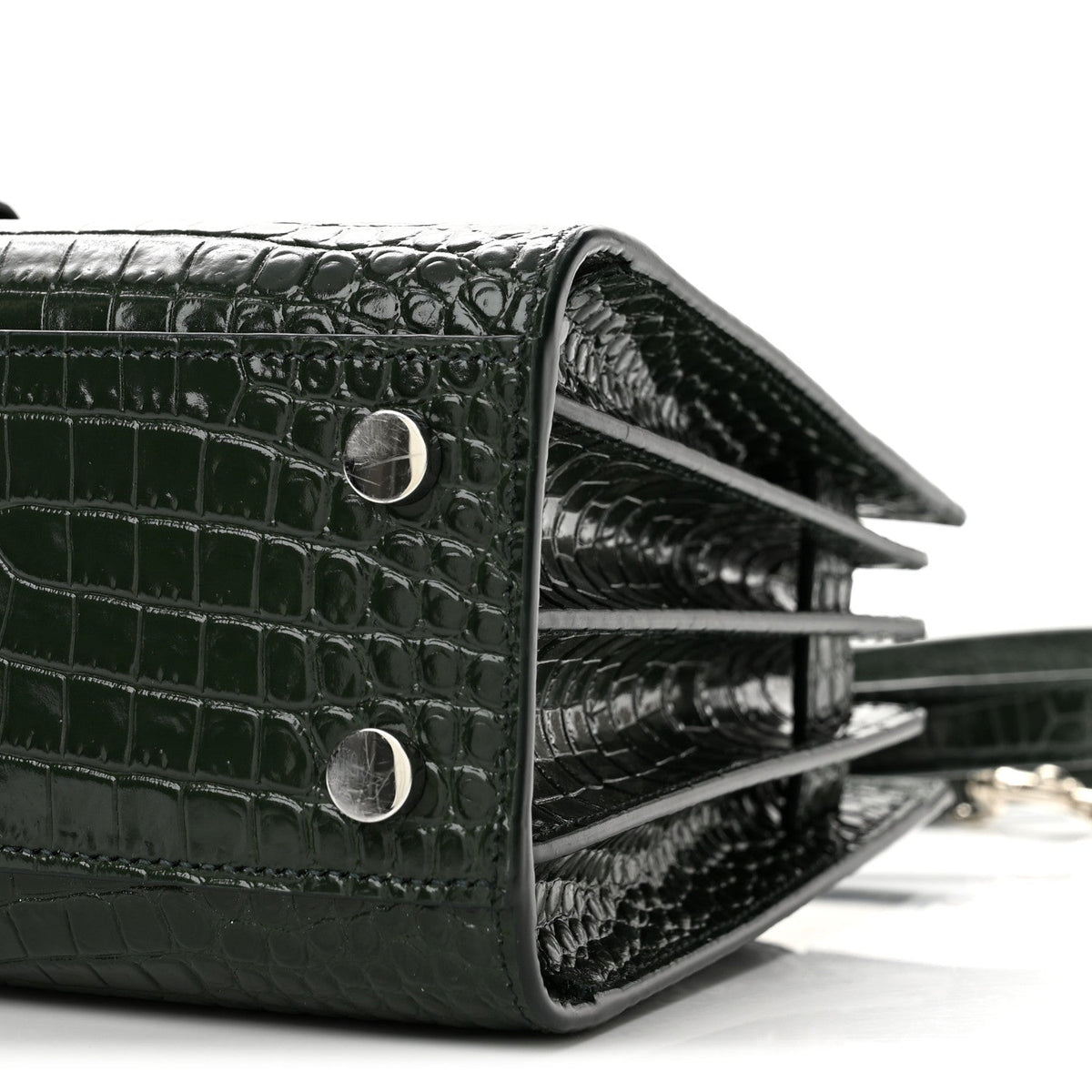 Calfskin Crocodile Embossed Nano Sac De Jour Dark Green