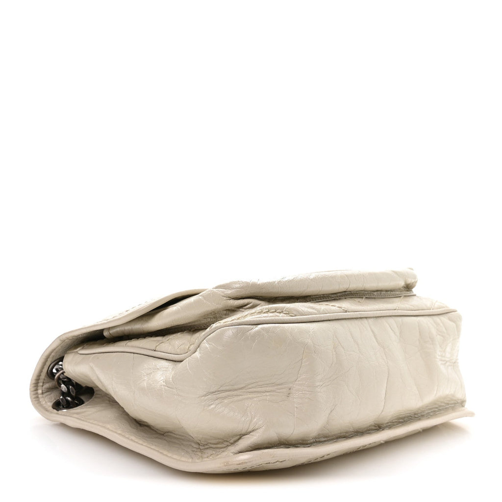 Crinkled Calfskin Matelasse Monogram Medium Niki Chain Satchel Crema Soft