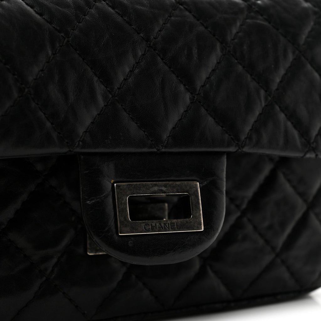 Aged Calfskin Quilted 2.55 Reissue Mini Flap Black