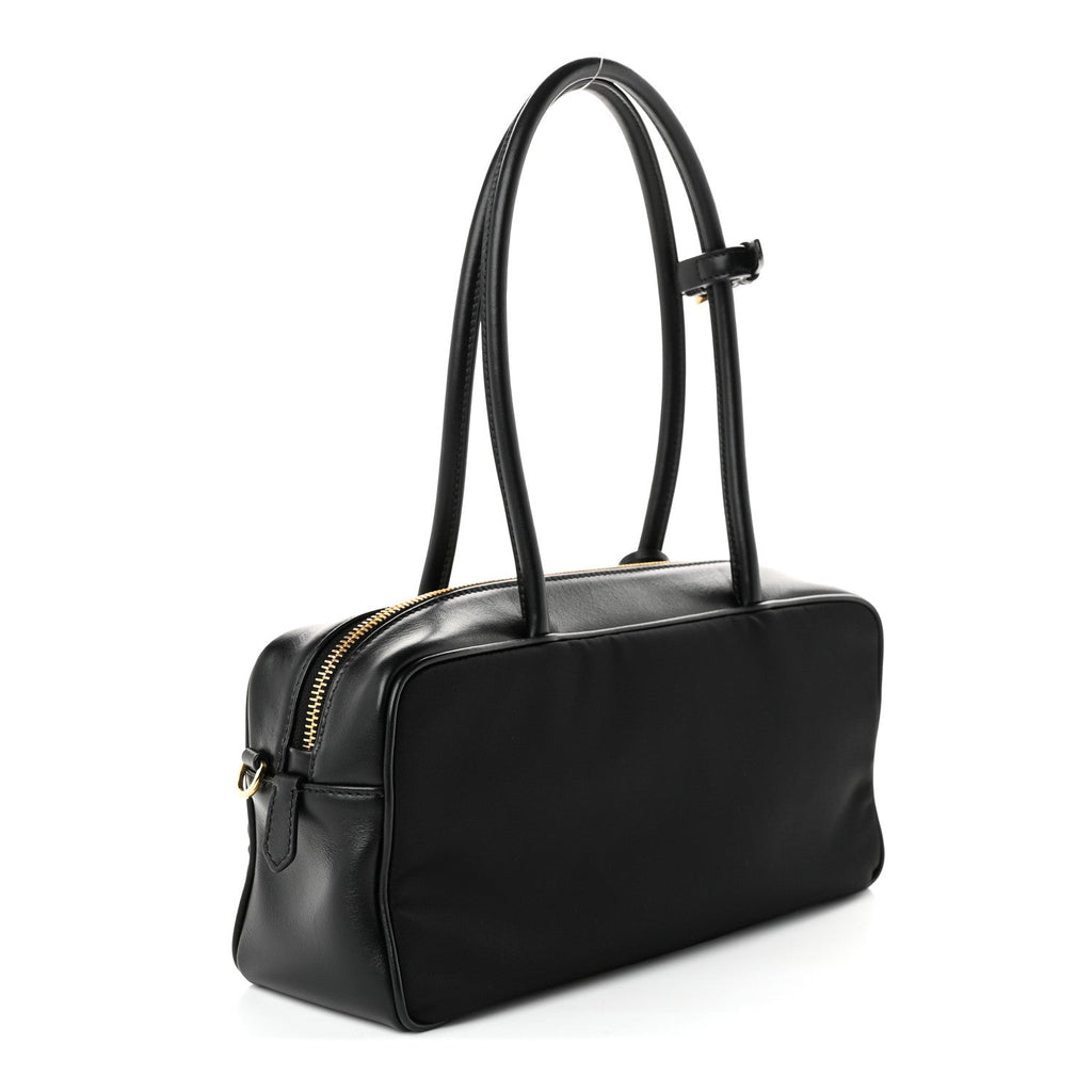 Re-Nylon Vitello Small Top Handle Padlock Bag Black