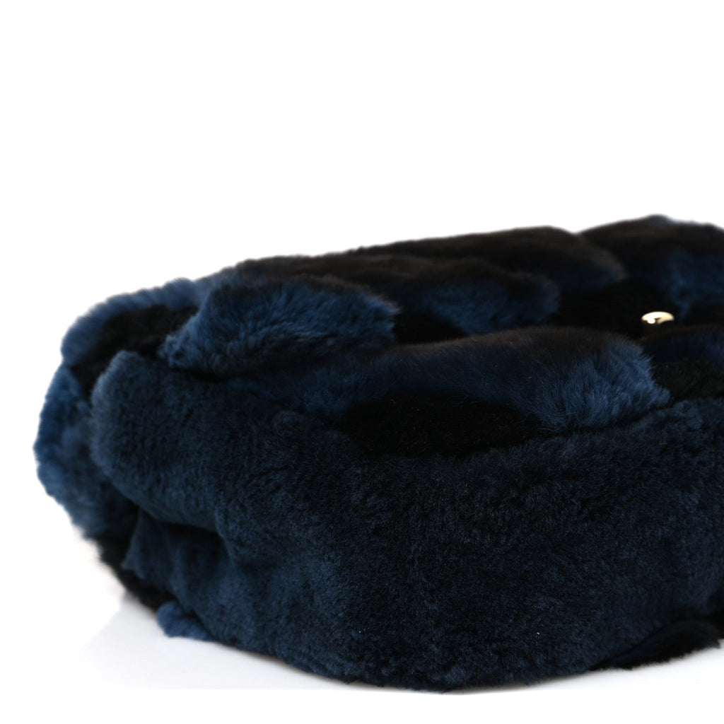 Orylag Rabbit Fur Chevron Small Single Flap Black Blue