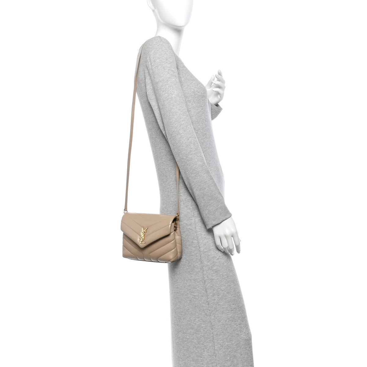 Calfskin Y Quilted Monogram Toy Loulou Crossbody Bag Dark Beige