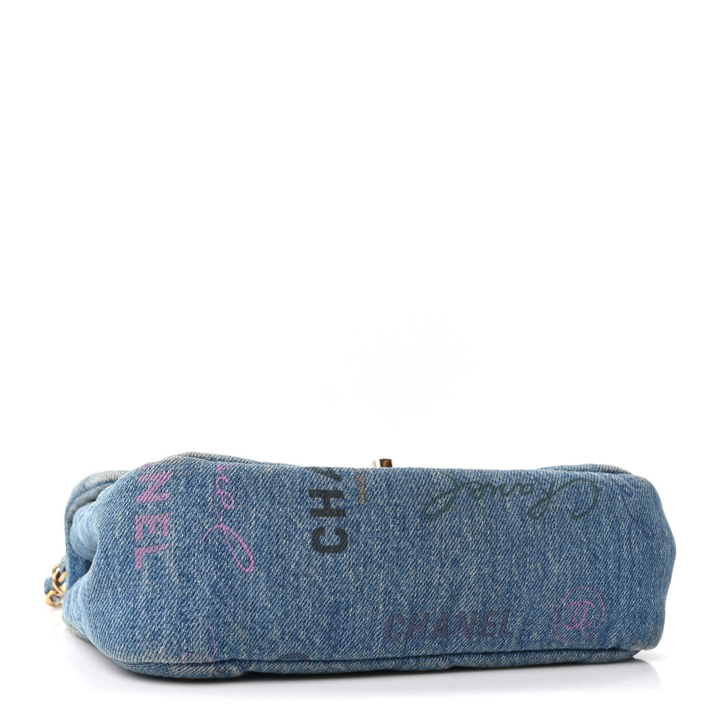 Denim Quilted Mini Denim Mood Rectangular Flap Blue Multicolor