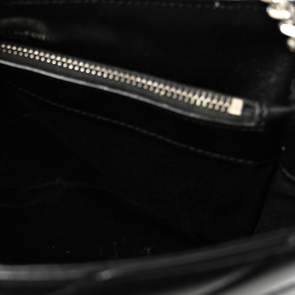 Calfskin Y Quilted Monogram Medium Loulou Chain Satchel Black