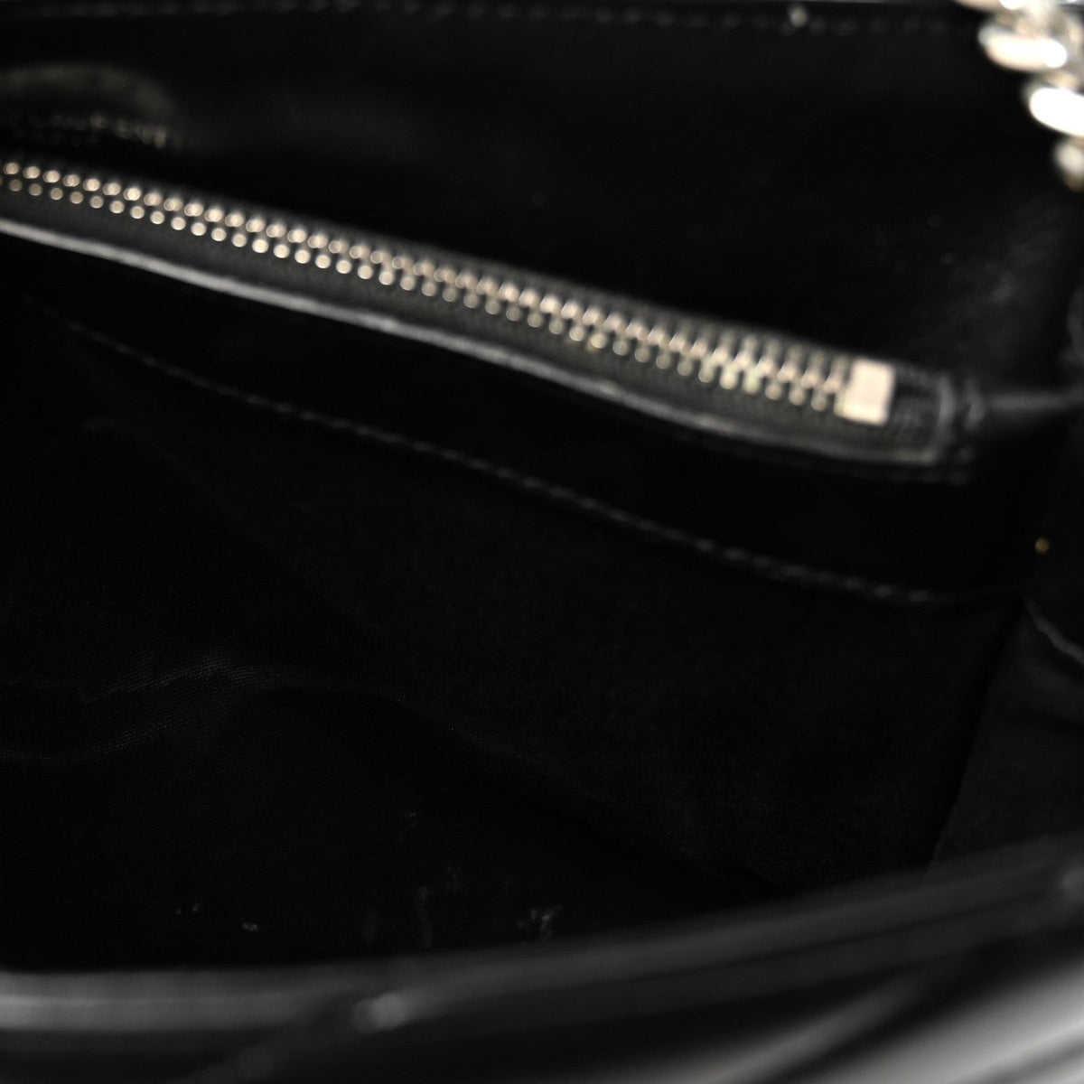 Calfskin Y Quilted Monogram Medium Loulou Chain Satchel Black