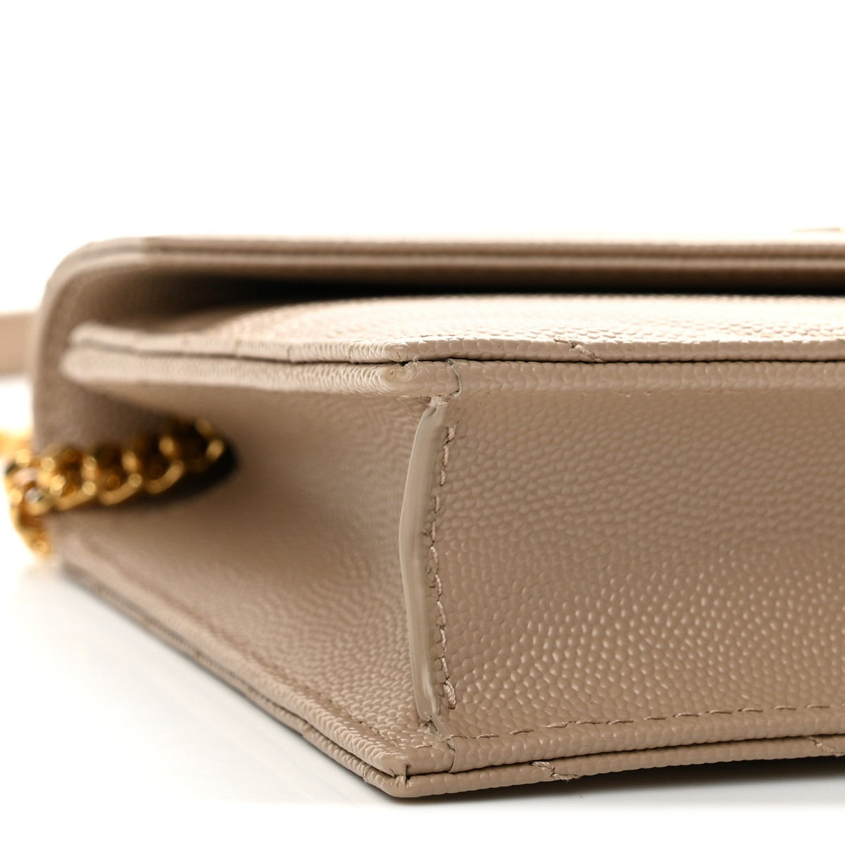 Grain De Poudre Matelasse Chevron Monogram Envelope Chain Wallet Dark Beige