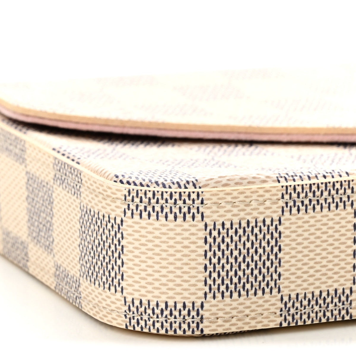 Damier Azur Pochette Felicie Chain Wallet Rose Ballerine