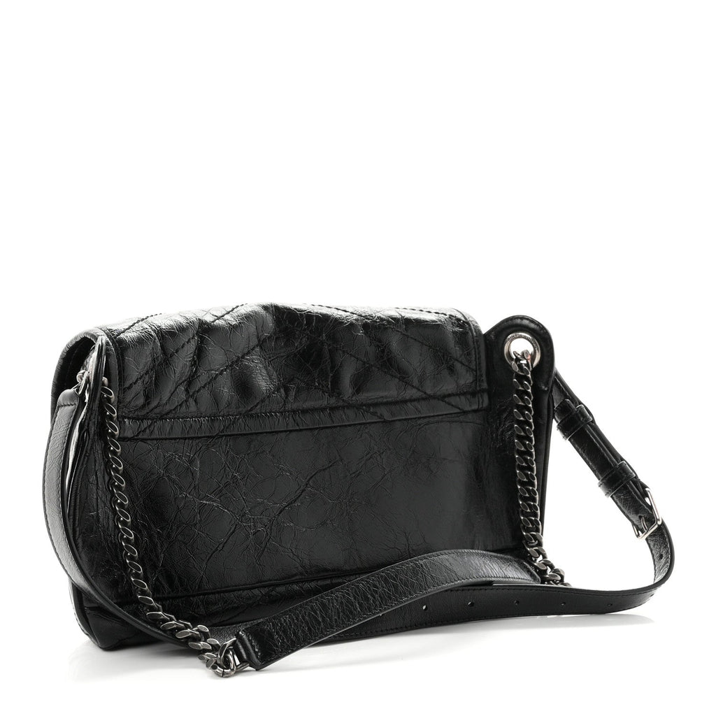 Crinkled Calfskin Matelasse Monogram Niki Body Bag Black