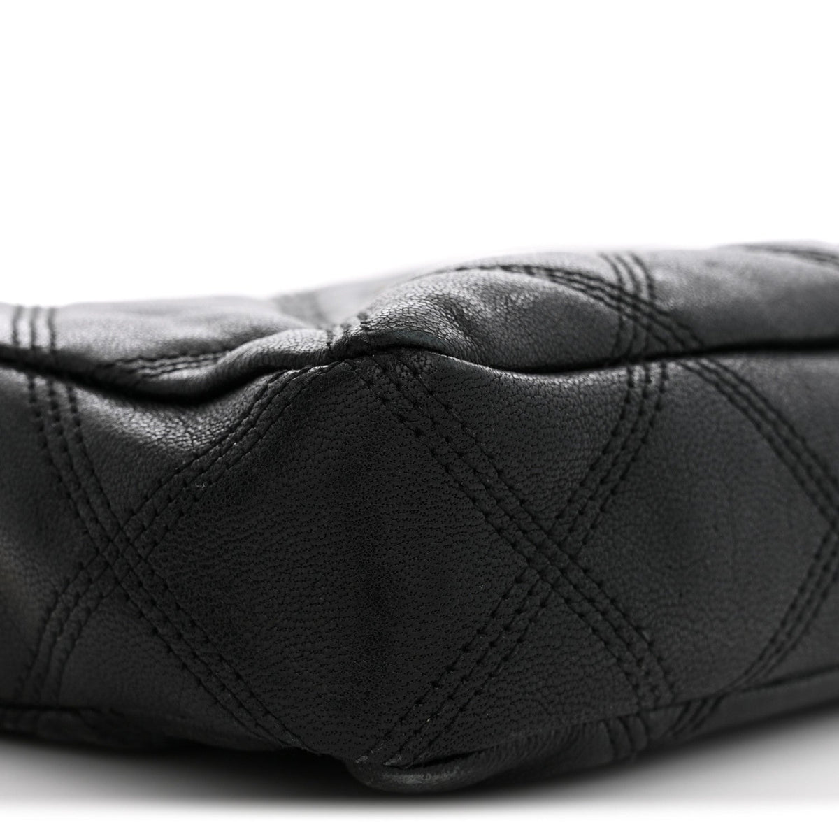 Grained Lambskin Quilted Mini Becky Double Zip Bag Black