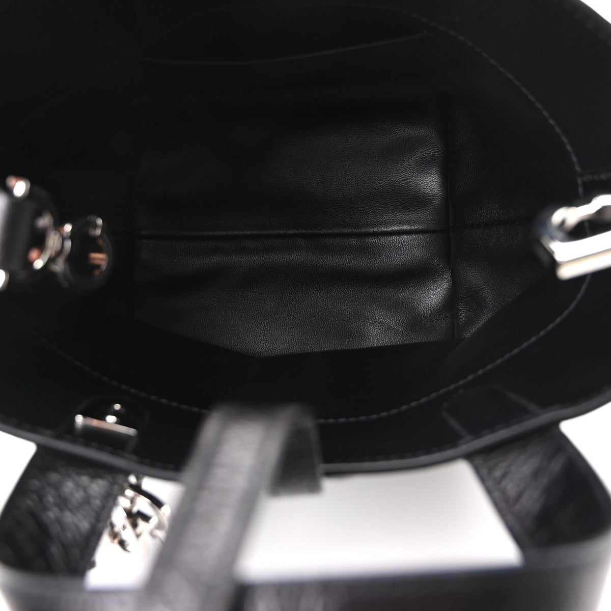 Crinkled Calfskin Macrocannage Small Toujours Vertical Tote Black