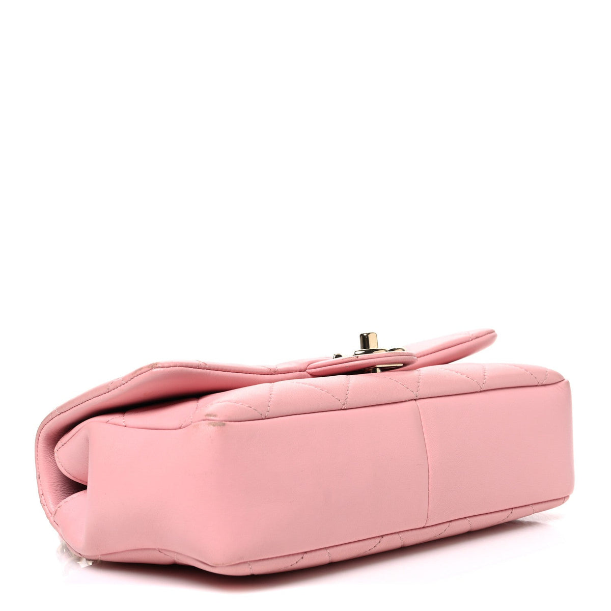 Lambskin Quilted Resin Bi-Color Chain Flap Bag Pink