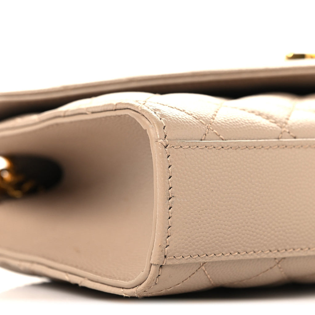 Grain De Poudre Textured Mixed Matelasse Triquilt Small Monogram Satchel Dark Beige