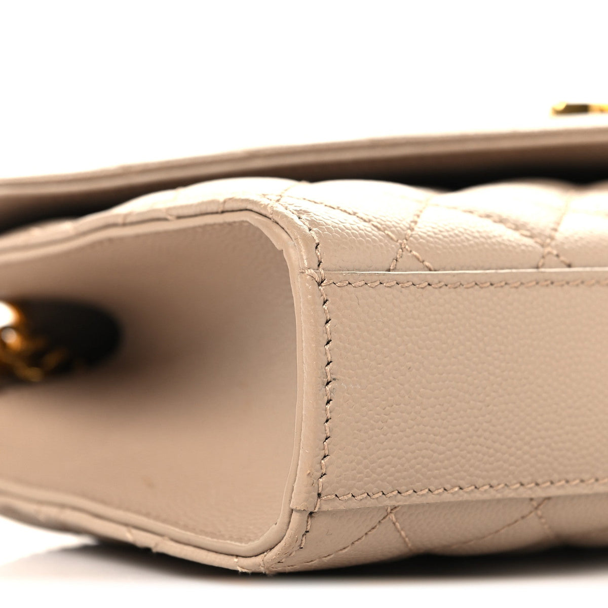 Grain De Poudre Textured Mixed Matelasse Triquilt Small Monogram Satchel Dark Beige