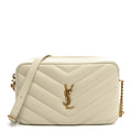 Lambskin Chevron Quilted Medium Loulou Camera Bag Crema Soft