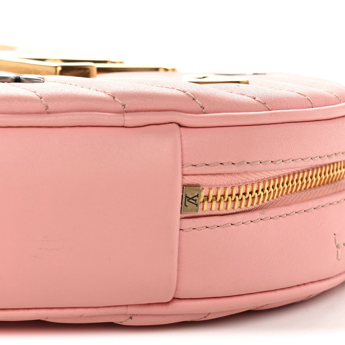 Calfskin Embellished New Wave Love Lock Heart Bag Rose Pomettes
