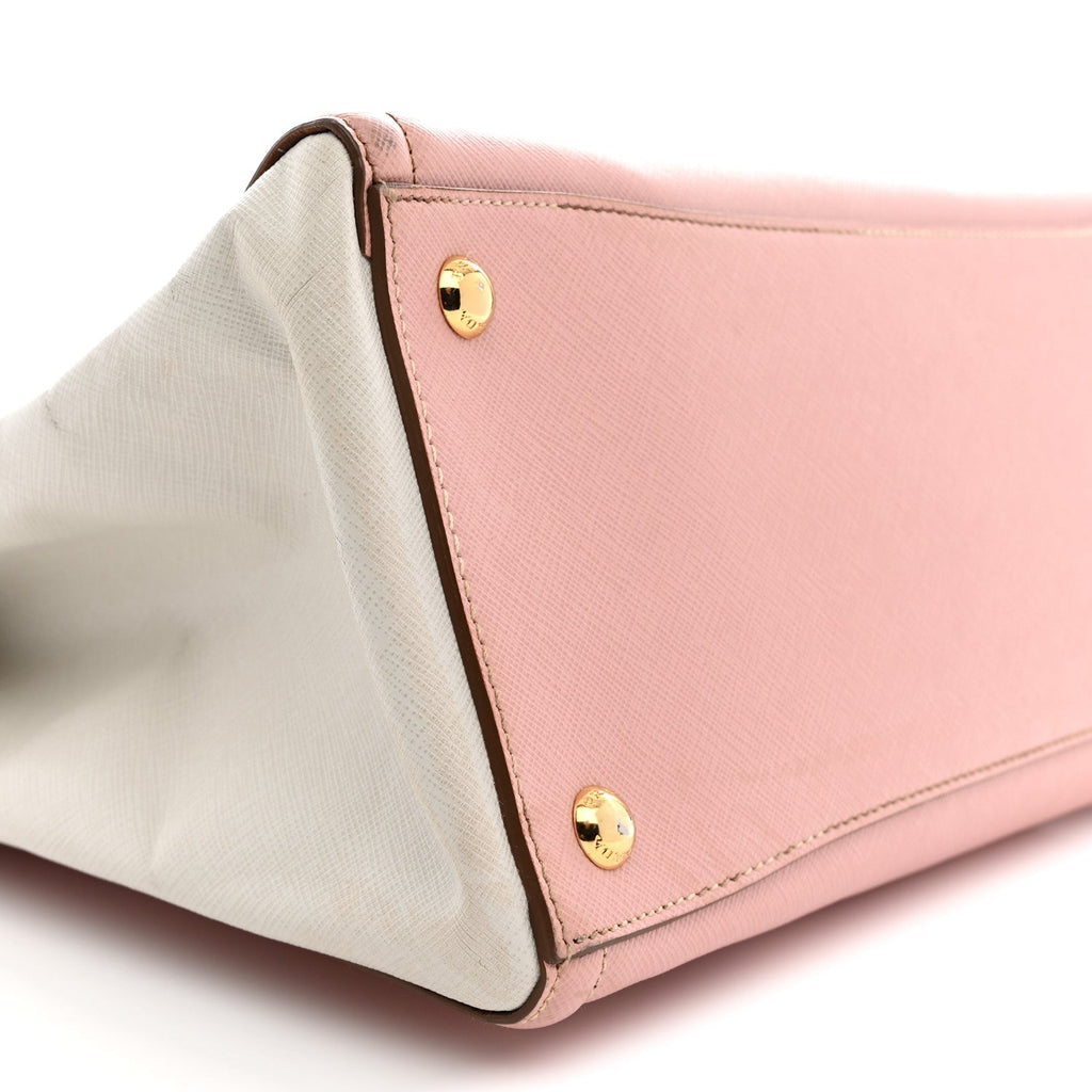 Saffiano Lux Medium Bi-Color Tote Orchidea Talco