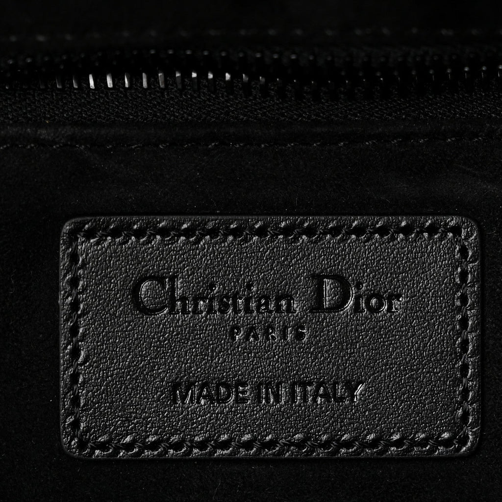 Calfskin Cannage Diamond Cannage Medium Lady Dior Black