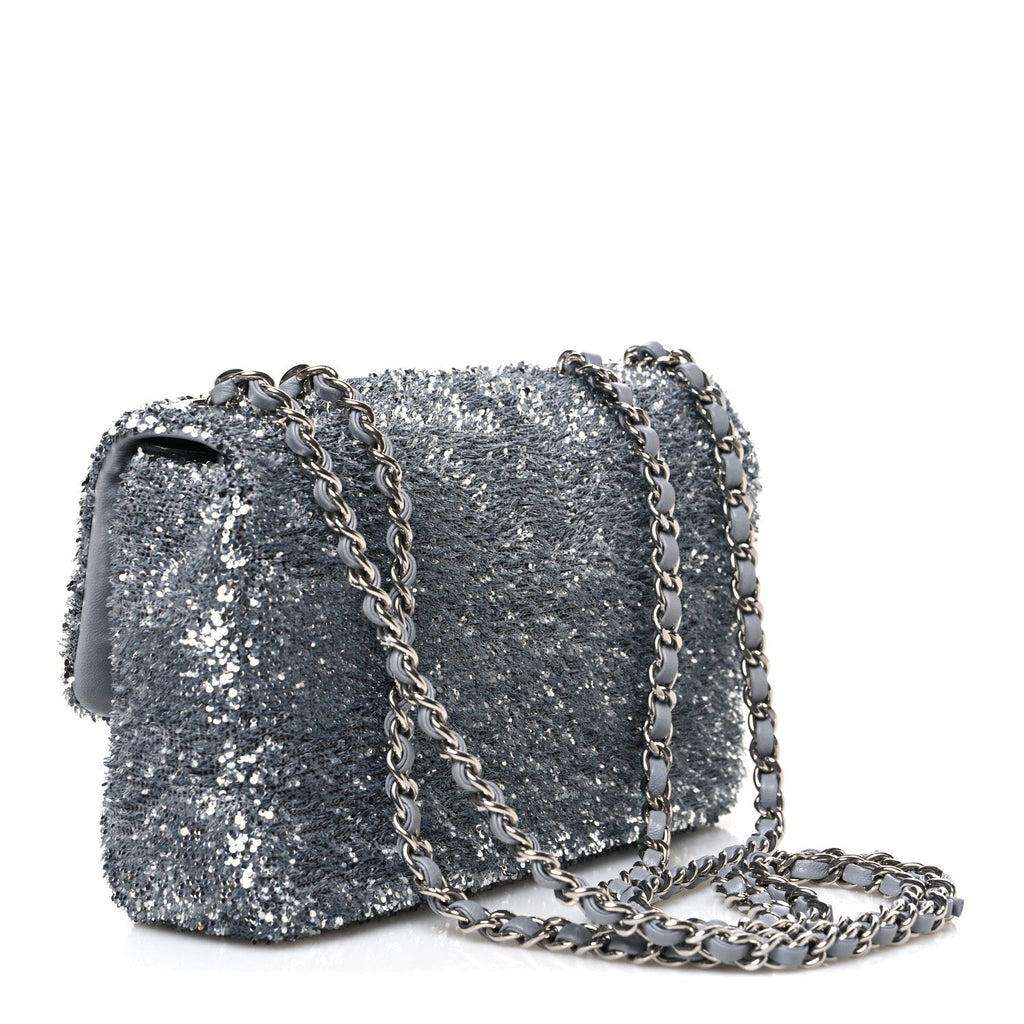Sequin Mini Rectangular Flap Silver