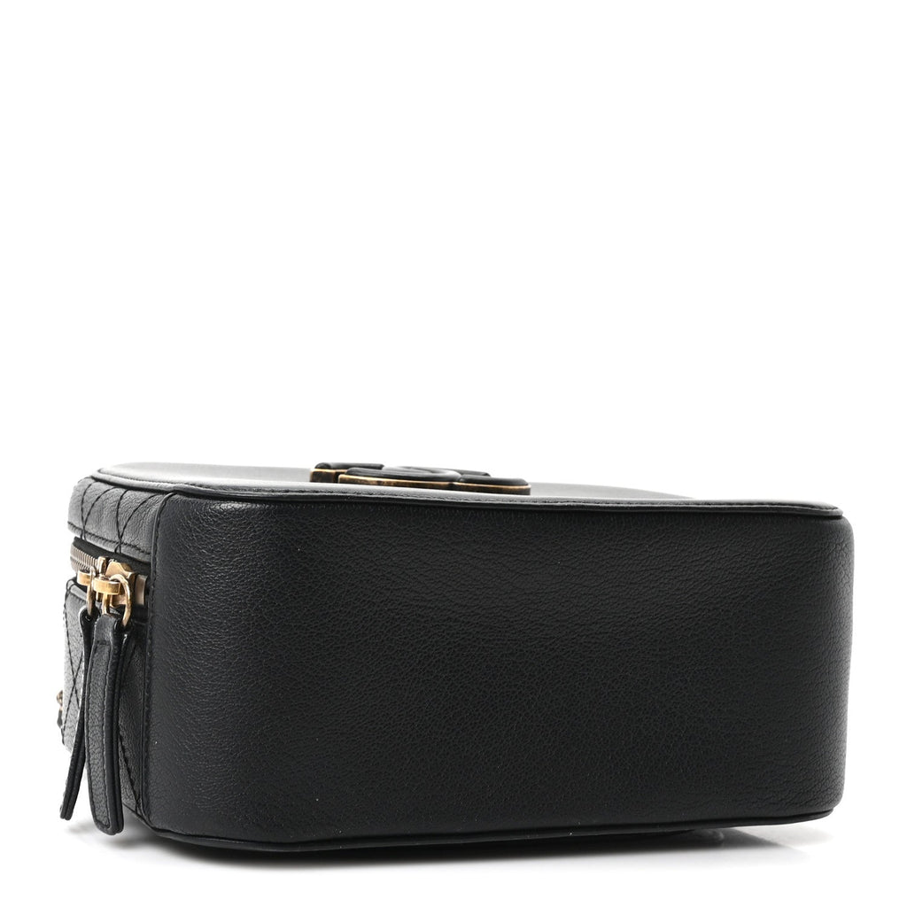 Shiny Calfskin Goatskin Small Coco Curve Vanity Bag Black