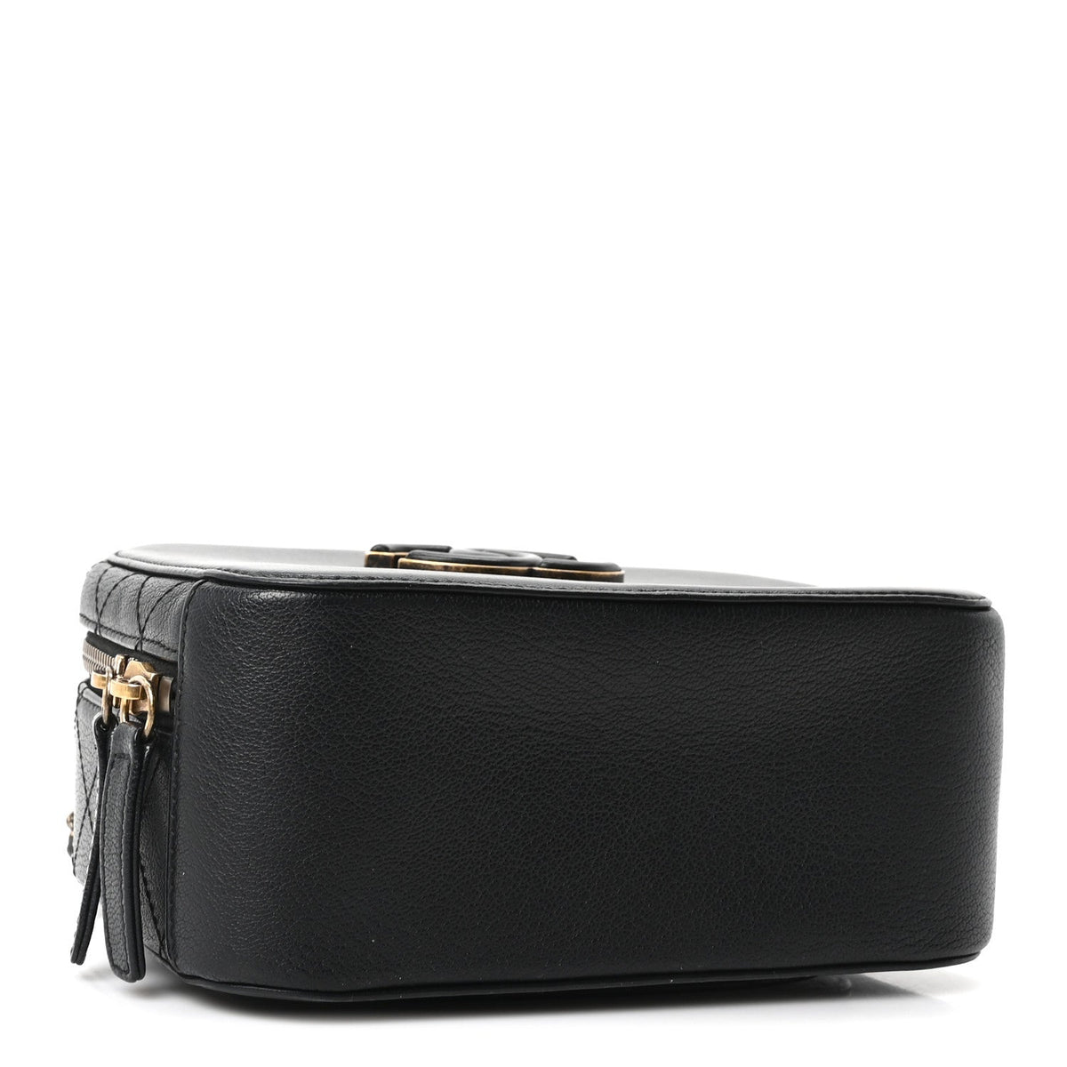 Shiny Calfskin Goatskin Small Coco Curve Vanity Bag Black