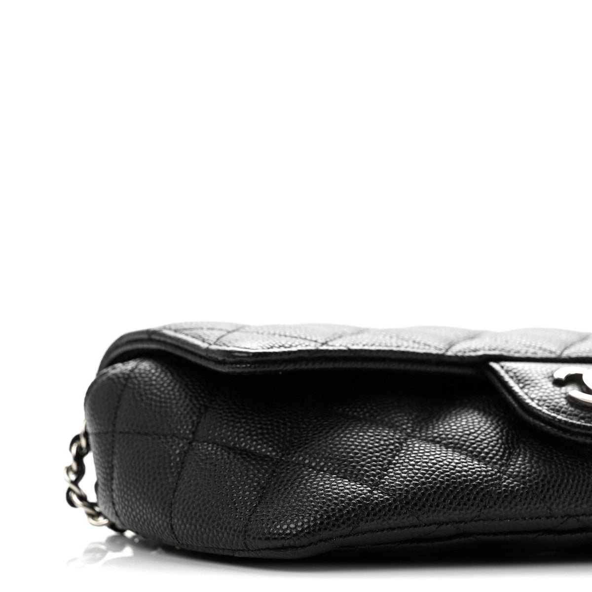 Caviar Quilted Glasses Case With Chain Black