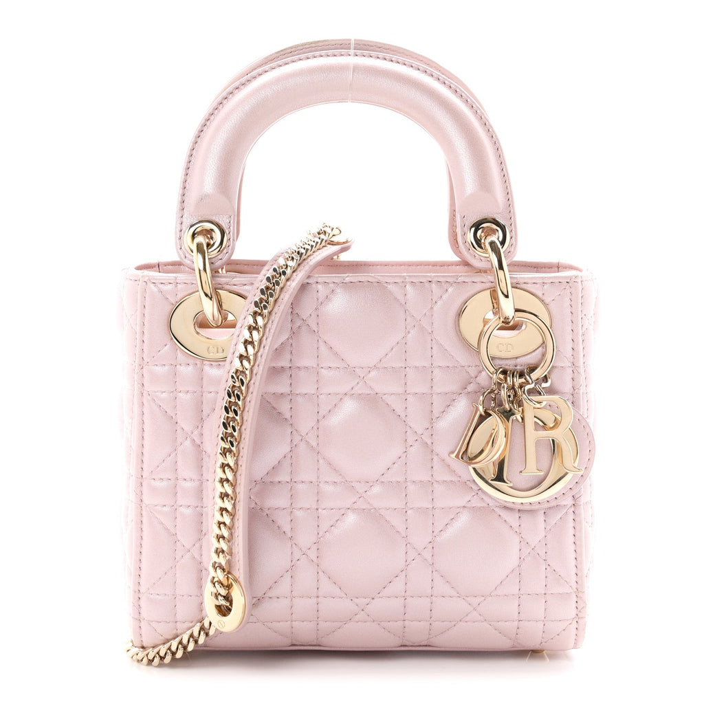 Metallic Lambskin Cannage Mini Lady Dior Lotus