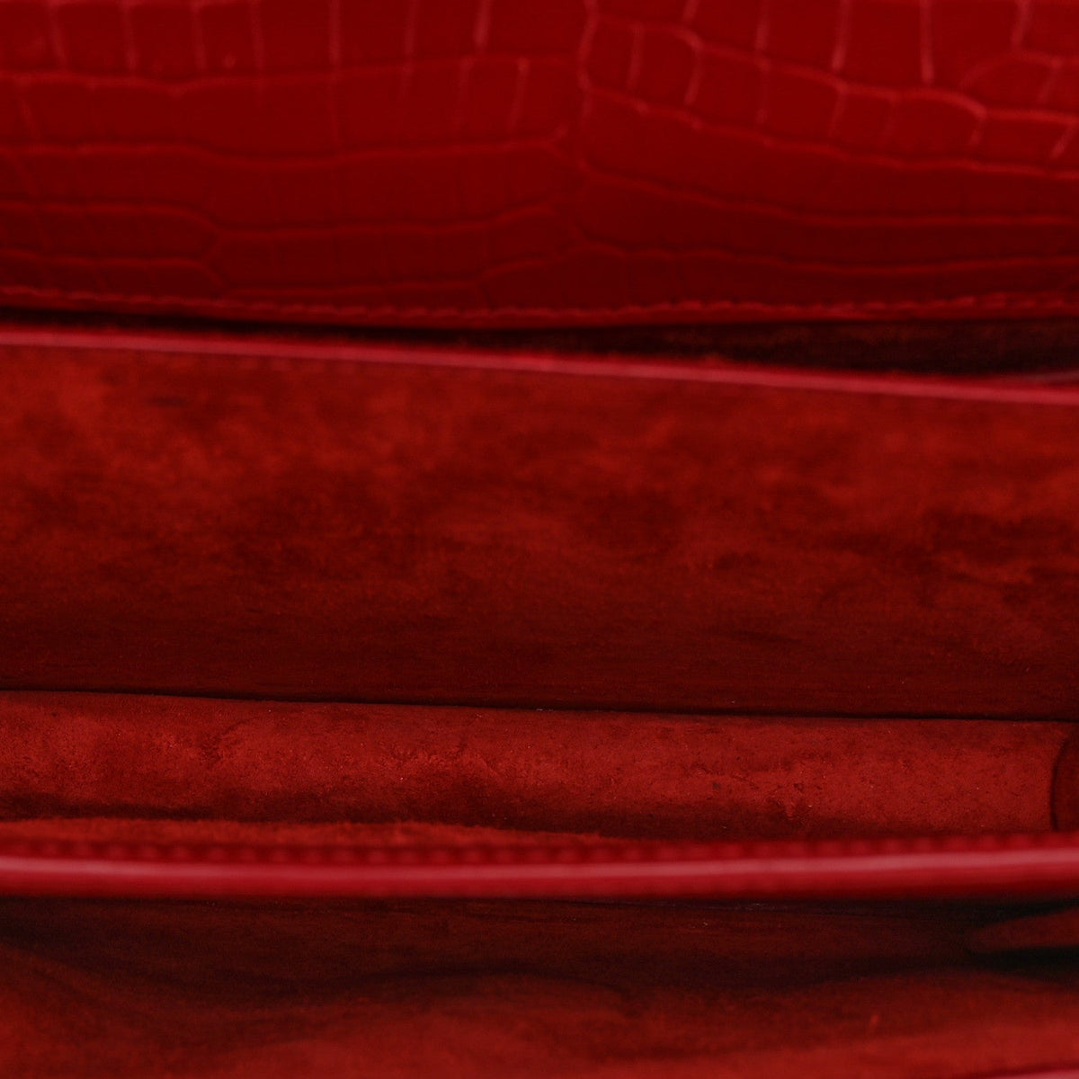 Calfskin Crocodile Embossed Medium Monogram Sunset Rouge Eros