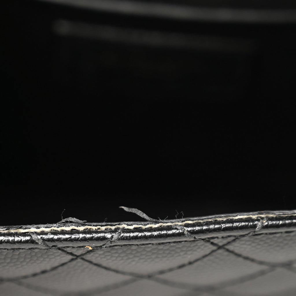 Grain De Poudre Textured Mixed Matelasse Triquilt Medium Monogram Monochrome Satchel Black