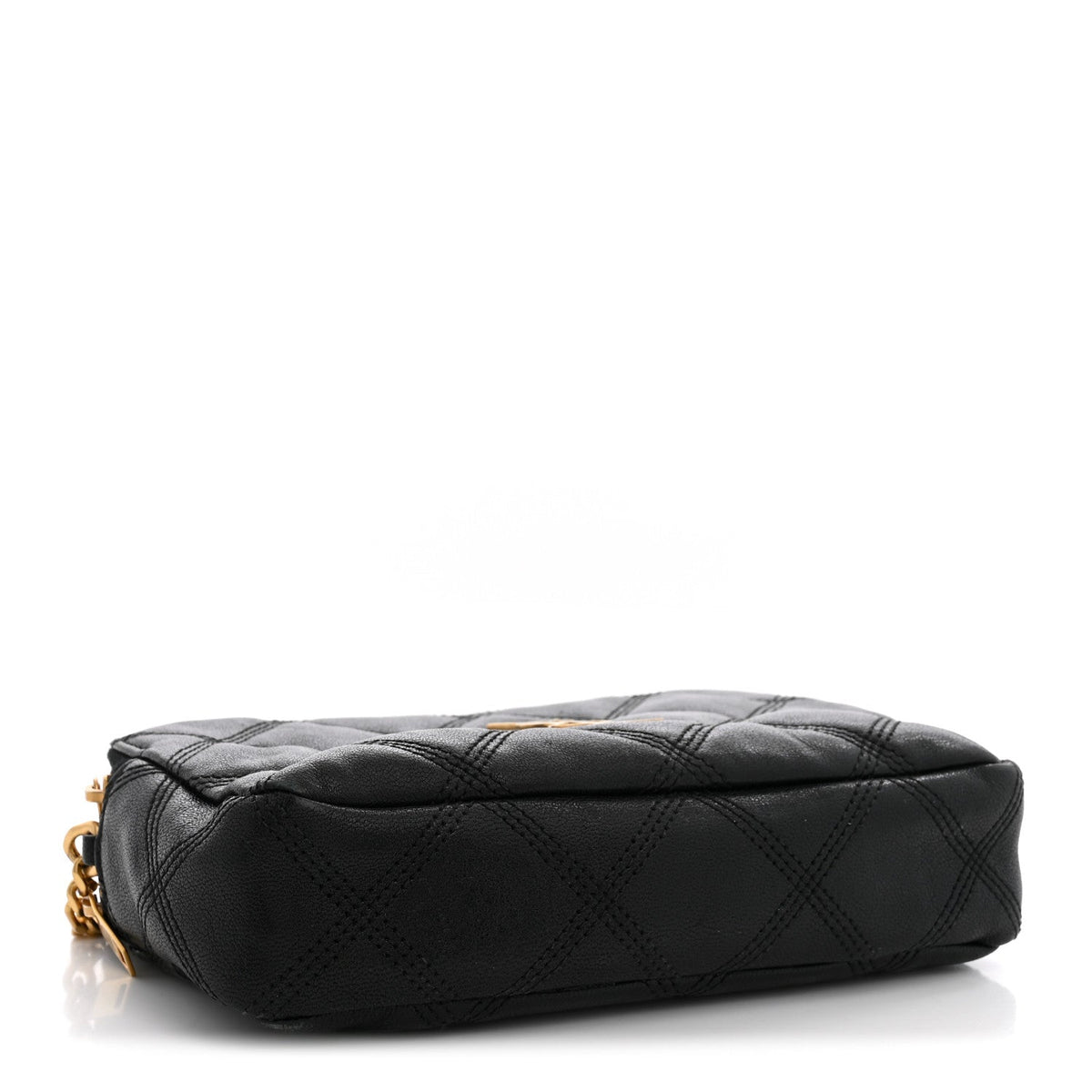 Grained Lambskin Quilted Mini Becky Double Zip Bag Black
