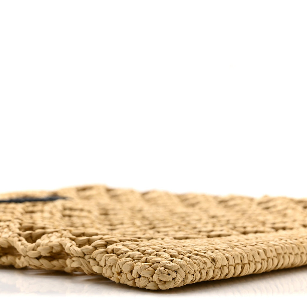 Yarn Raffia Effect Embroidered Logo Tote Naturale