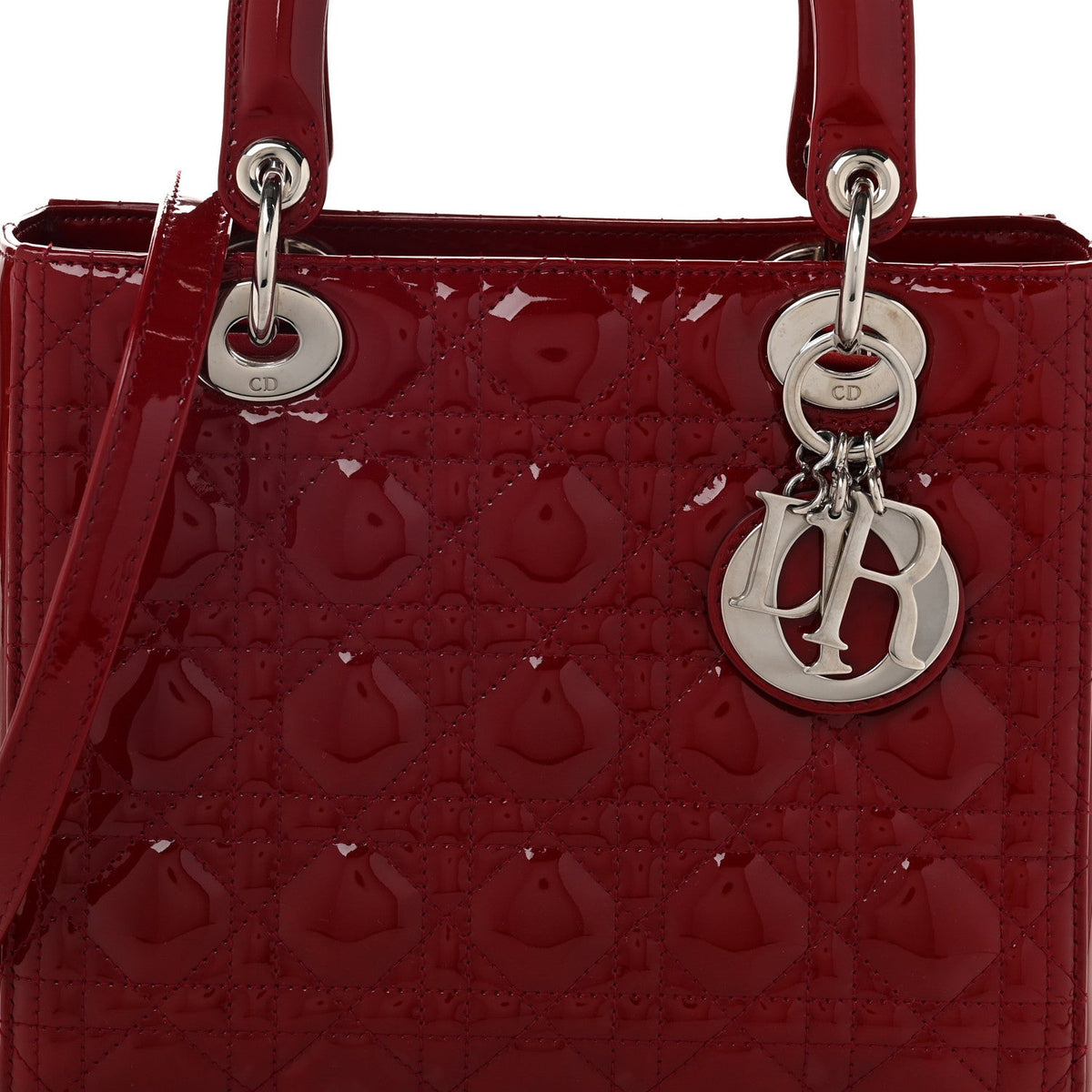 Patent Cannage Medium Lady Dior Red
