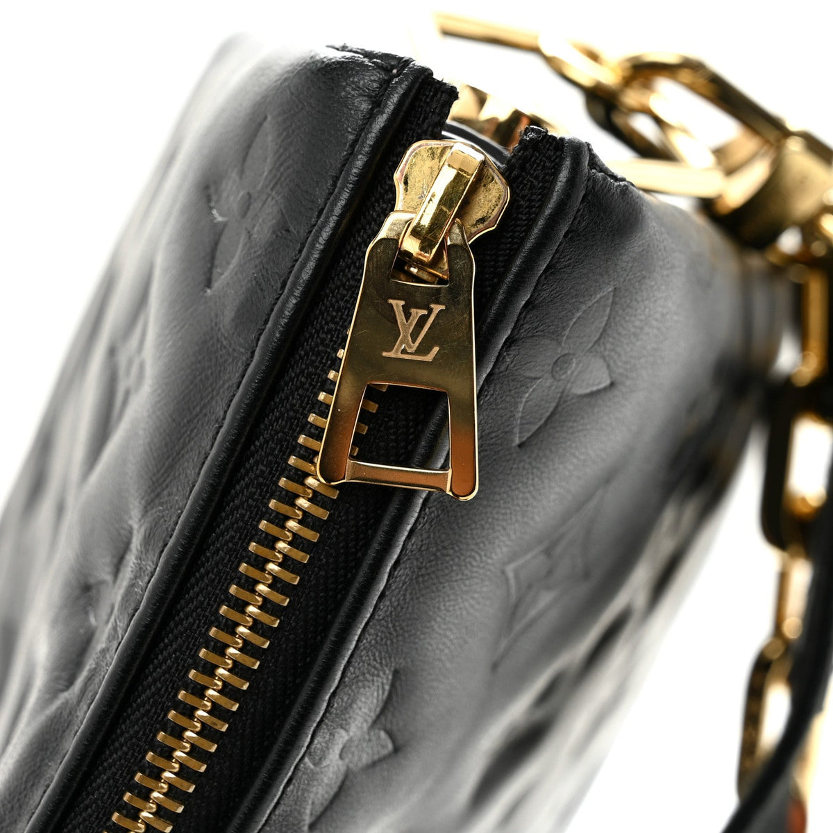 Lambskin Embossed Monogram Coussin PM Black