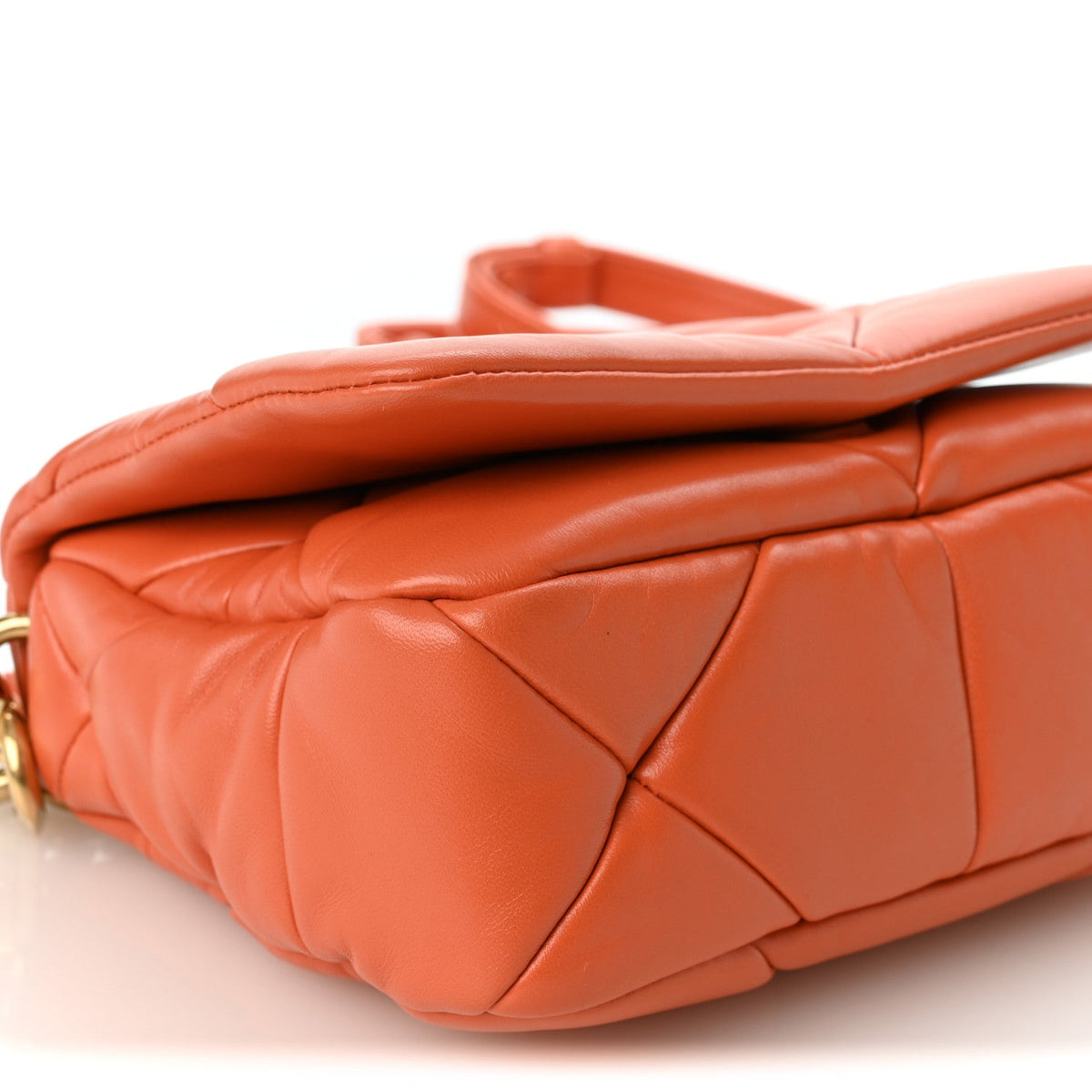 Nappa Metal Quilted Small Patchwork System Flap Bag Arancio