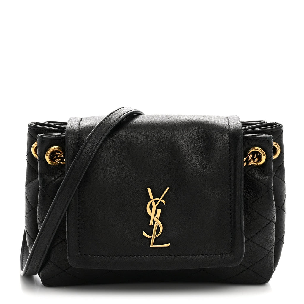 Lambskin Quilted Monogram Mini Nolita Black