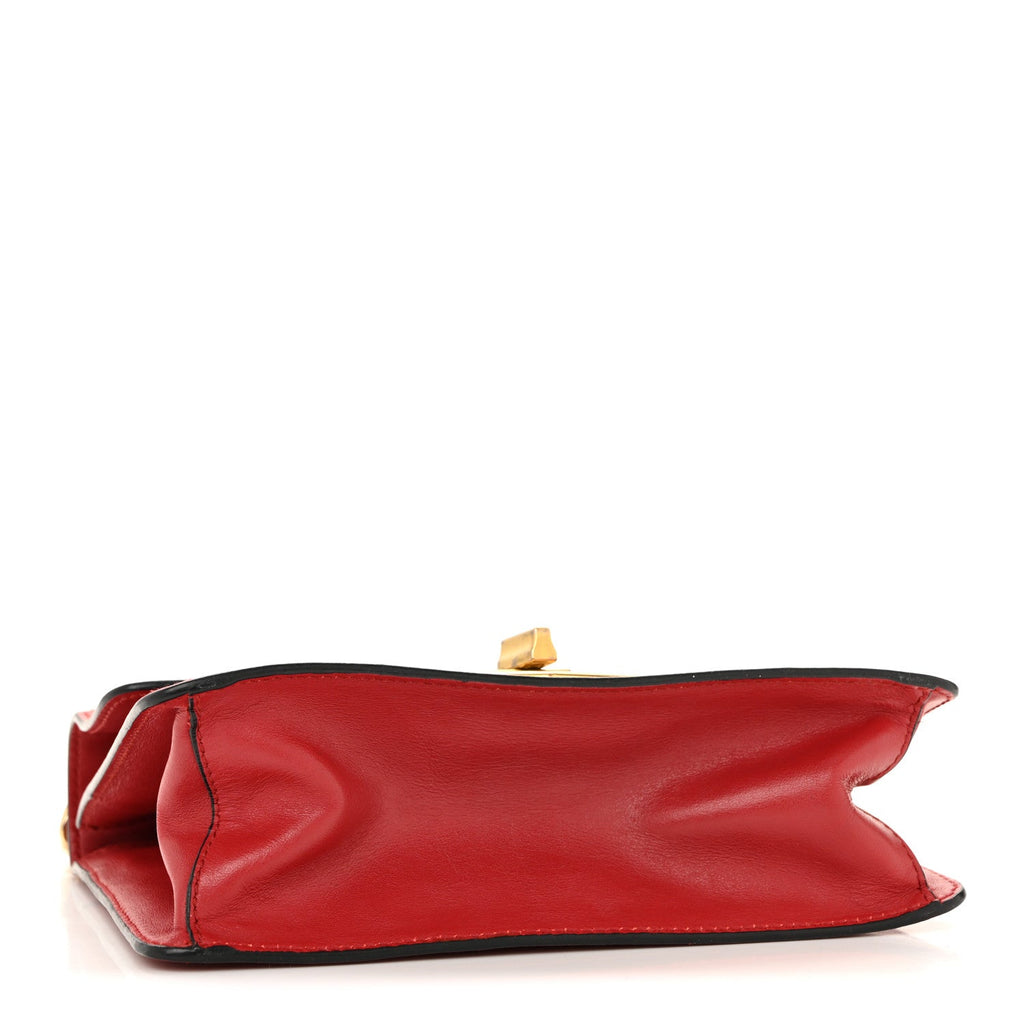 Saffiano Turn Lock Chain Shoulder Bag Fuoco