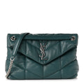Lambskin Quilted Small Loulou Puffer Monogram Chain Satchel Vert Canard