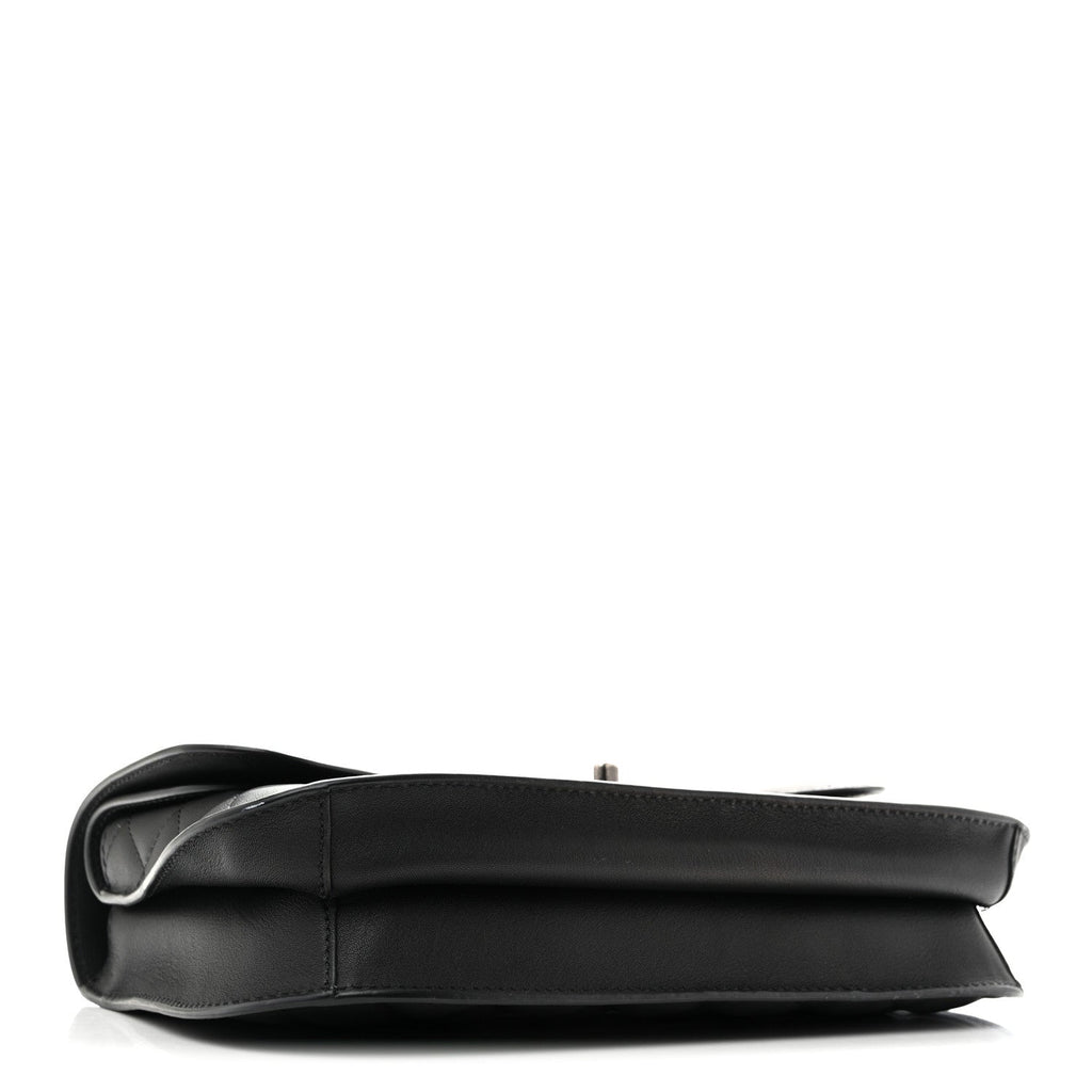 Metallic Goatskin Quilted Large Rock In Rome Flap Black
