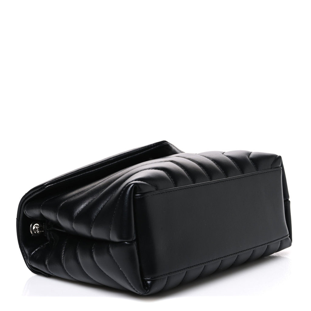Calfskin Y Quilted Monogram Small Loulou Chain Satchel Black