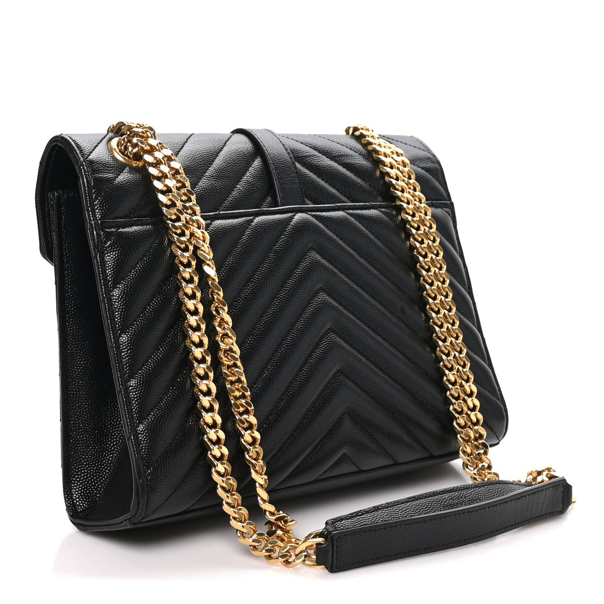 Grain De Poudre Matelasse Chevron Medium Monogram Satchel Black