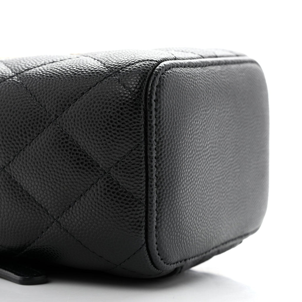 Caviar Quilted Mini Vanity Case With Chain Black