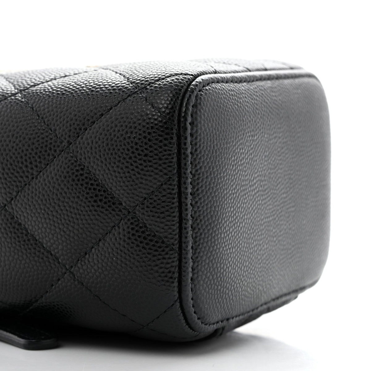Caviar Quilted Mini Vanity Case With Chain Black