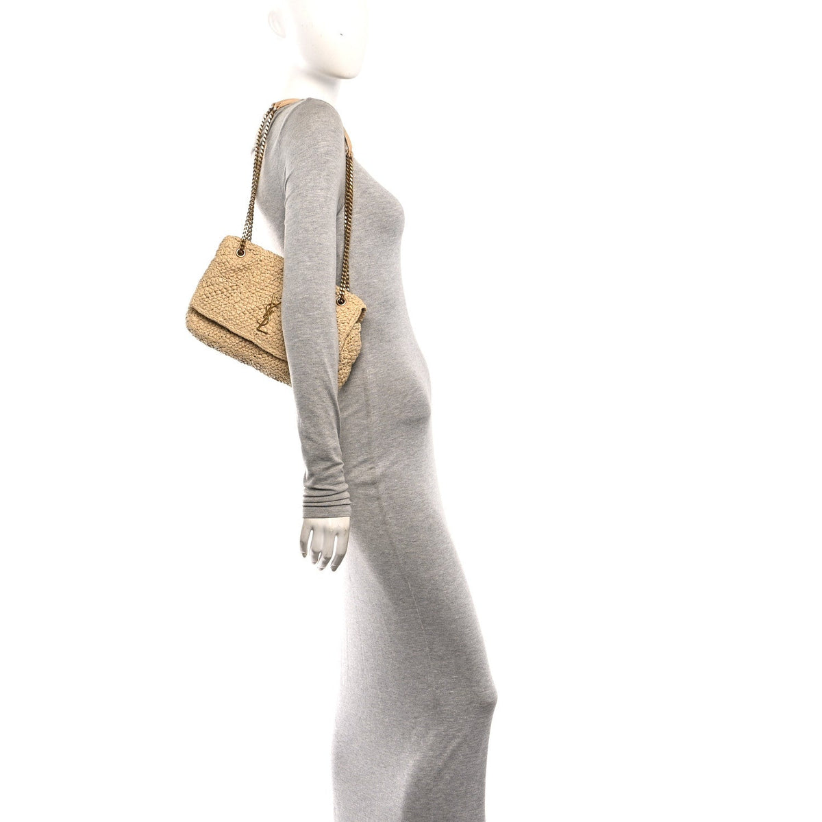 Raffia Monogram Medium Jamie Natural Avorio