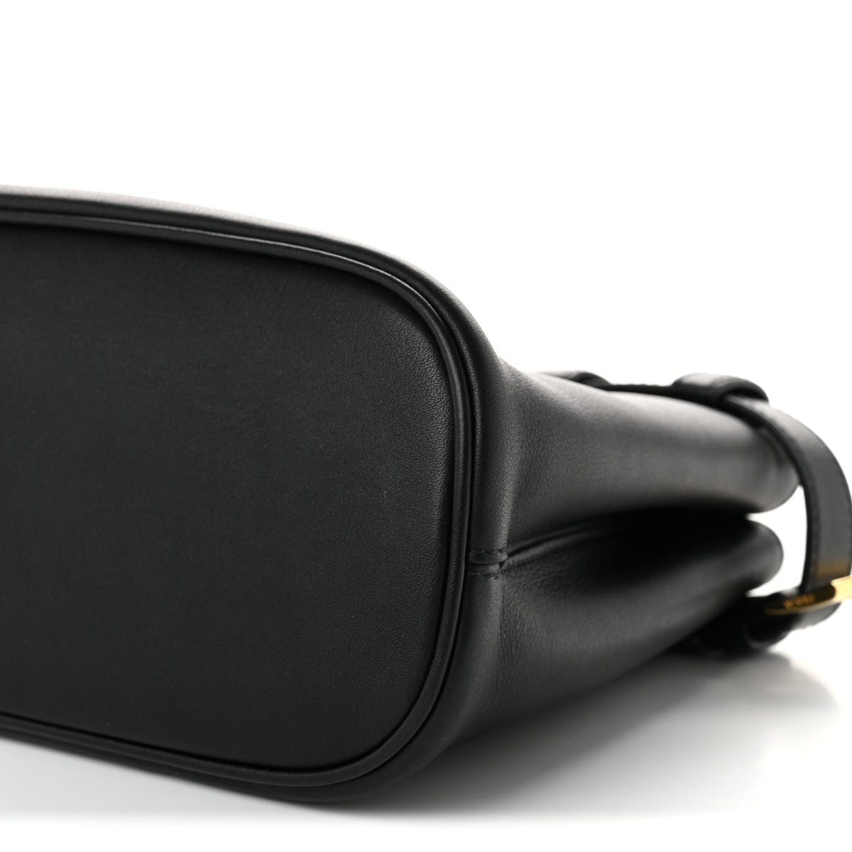 Soft Grain Calfskin Small Double Belt Tote Black
