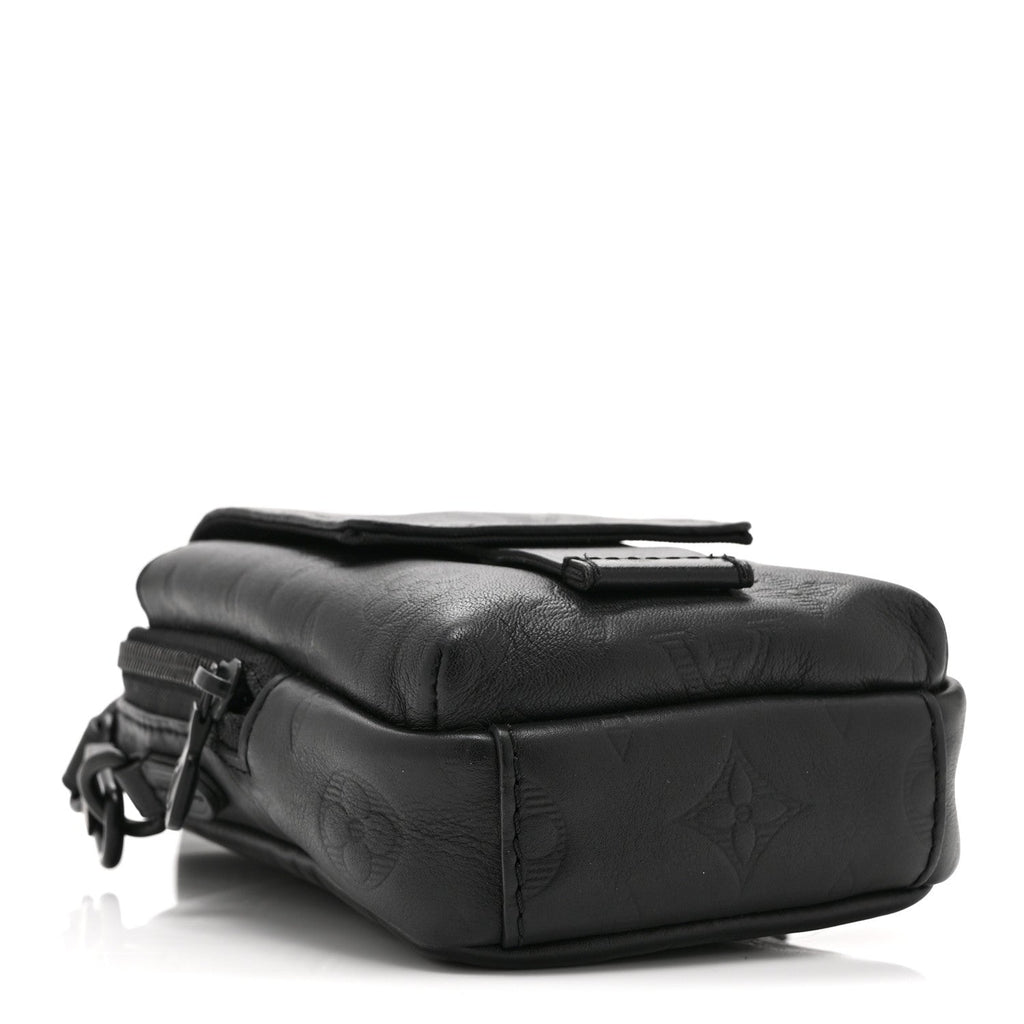 Calfskin Monogram Shadow Double Phone Pouch NM Black